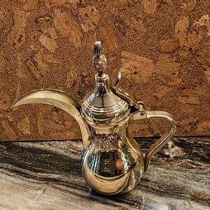 Elegant Korean Gold Coffee Pot with Crystal Stone Accents